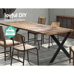 2x Metal Legs Coffee Dining Table Steel Industrial Vintage Bench X Shape 710MM Tristar Online