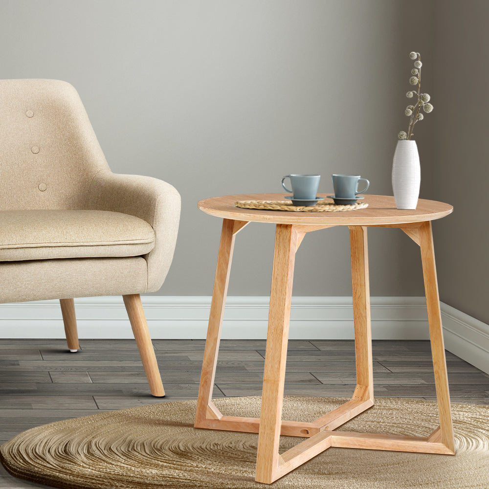 Artiss Coffee Table Round Side Tables Nightstand Bedside Furniture Wooden Beige Tristar Online