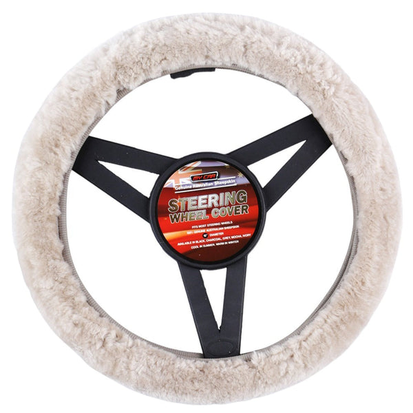 Sheepskin Steering Wheel Cover Luxury - Mocha Tristar Online