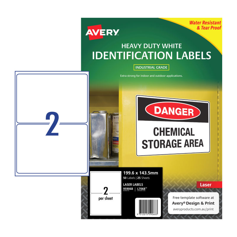 AVERY Laser Label HD L7068 2Up Pack of 25 Tristar Online