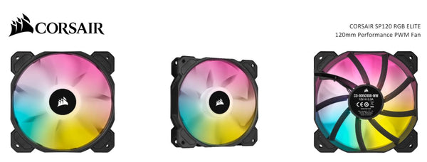 CORSAIR Black SP120 RGB ELITE, 120mm RGB LED PWM Low Noise, High CFM Fan with AirGuide, Single Pack Tristar Online