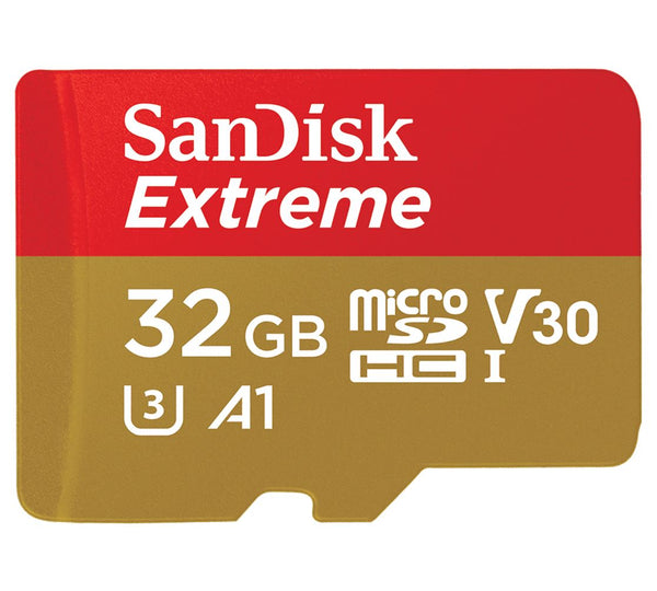 SANDISK 32GB Extreme microSD SDHC SQXAF V30 U3 C10 A1 UHS-1 100MB/s R 60MB/s W 4x6 SD Adaptor Android Smartphone Action Camera Drones Tristar Online