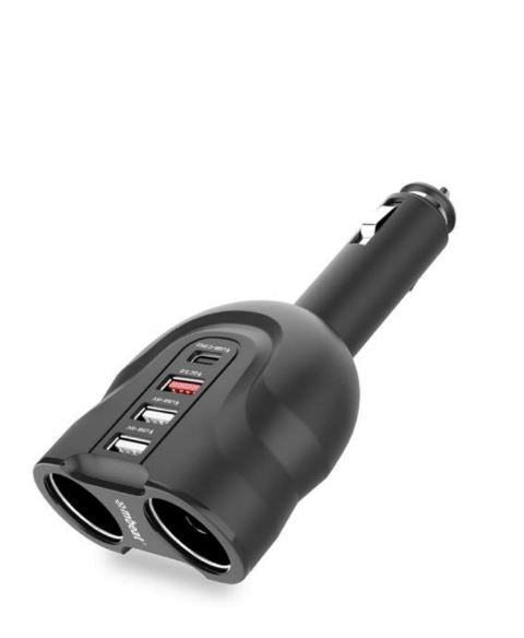 mbeat Gorilla Power Four Port USB-C PD & QC3.0 Car Charger with Cigar Lighter Splitter Tristar Online