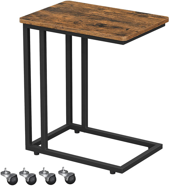 Coffee Table with Steel Frame and Castors Rustic Brown and Black Tristar Online
