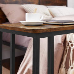 Coffee Table with Steel Frame and Castors Rustic Brown and Black Tristar Online