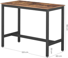 Bar Table with Solid Metal Frame and Wood Look, 120 x 60 x 90 cm Tristar Online