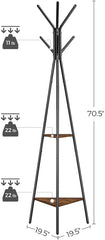 Black Coat Rack Stand Industrial Style 2 Shelves Clothes Tristar Online