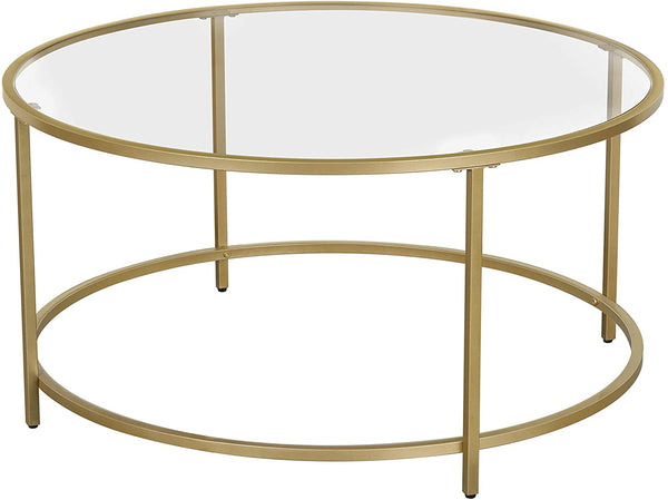 Gold Glass Table with Golden Iron Frame Stable and Robust Tempered Glass Tristar Online