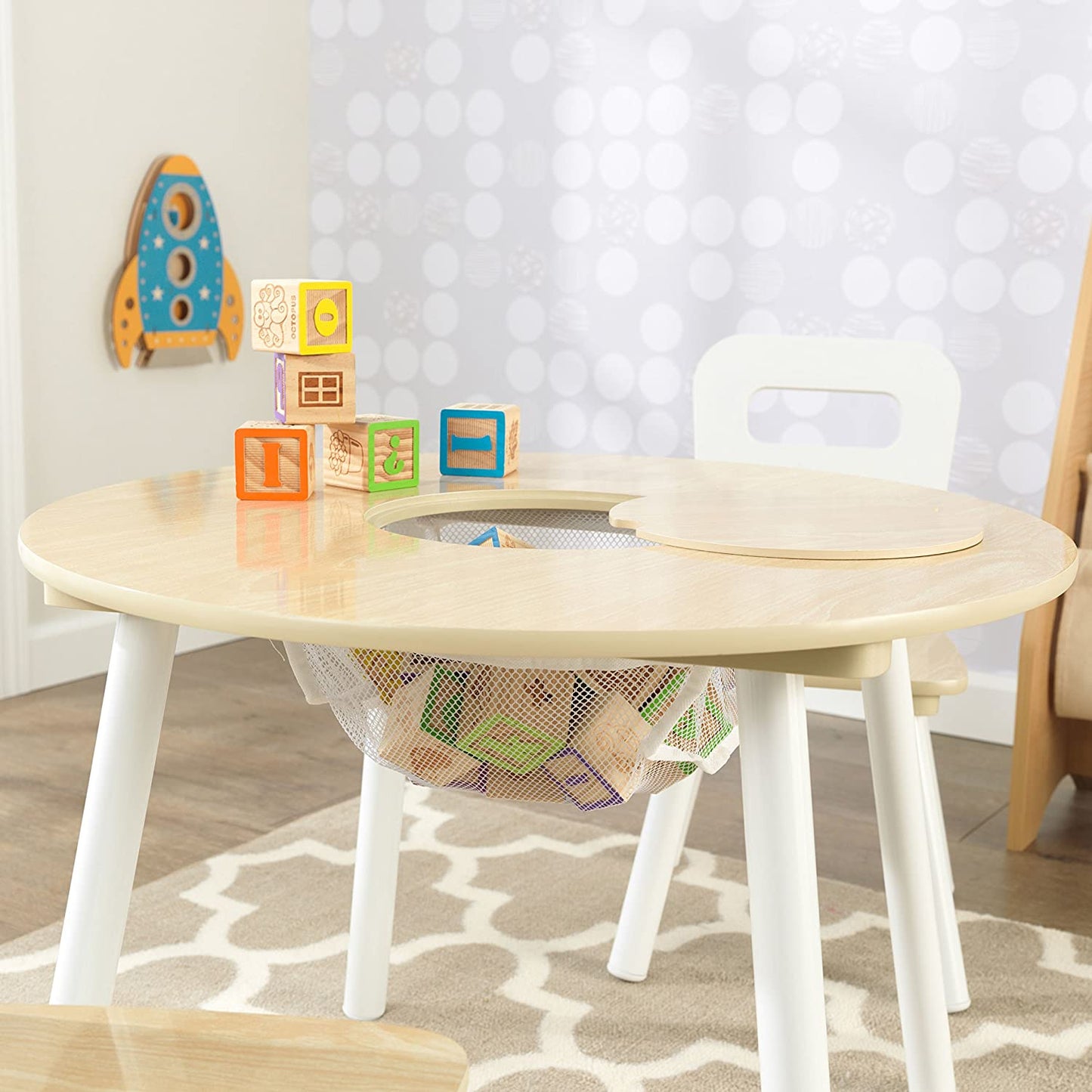 Round Table and 2 Chair Set for children (White Natural) Tristar Online