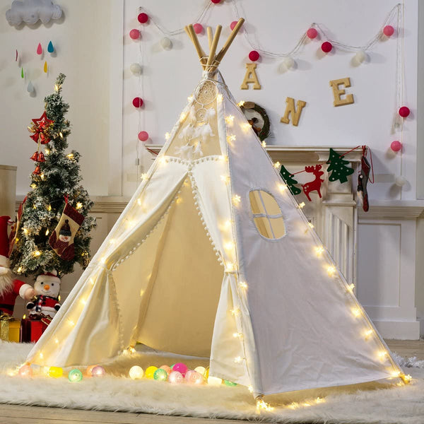 5 Poles Giant Kids Teepee Tent (Natural Canvas) Tristar Online
