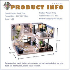 Dollhouse Miniature with Furniture Kit Plus Dust Proof and Music Movement - Cozy time  (Valentine's Day Gift Idea) Tristar Online