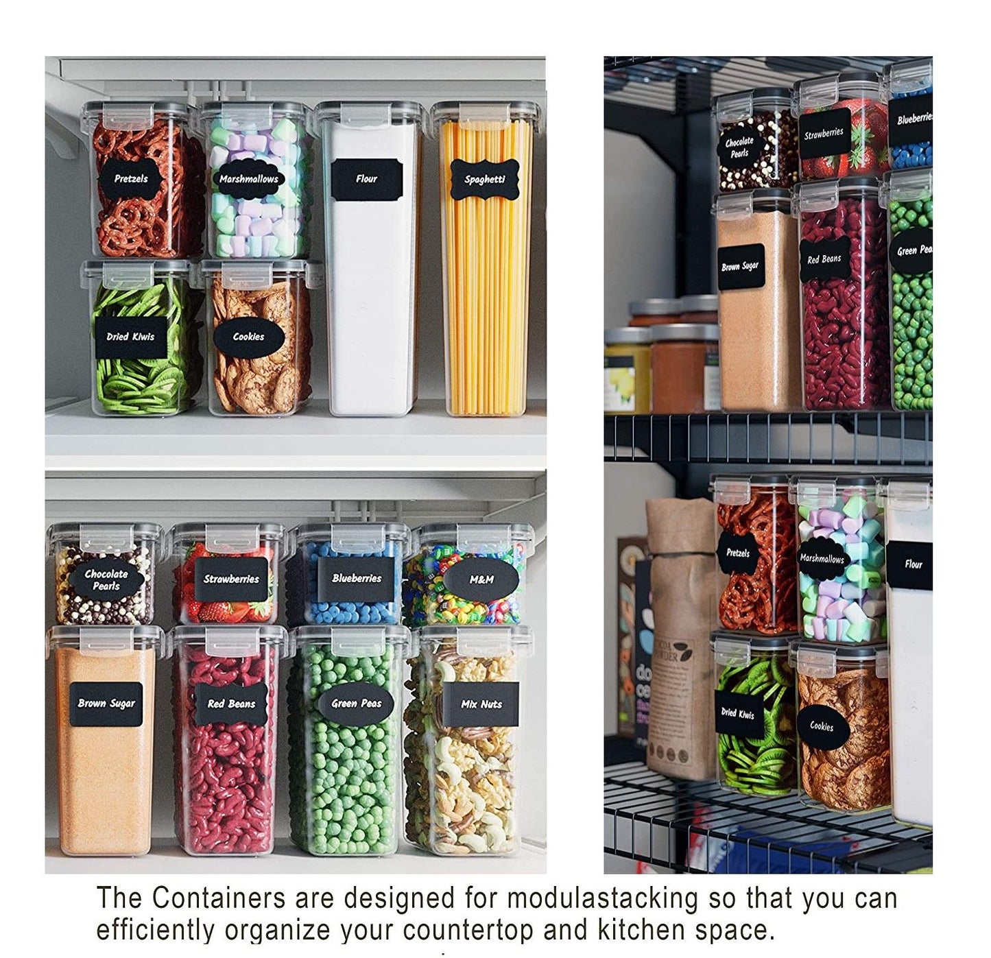 14 Pieces Airtight Food Storage and BPA Free Plastic with Easy Lock Black Lids Labels for Kitchen Tristar Online