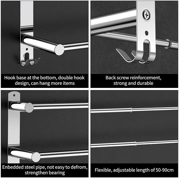 Stretchable 45-75 cm Towel Bar for Bathroom and Kitchen (Three Bars) Tristar Online