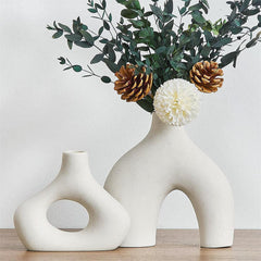 Ceramic Set of 2 Modern White Vases for Home D�cor Tristar Online