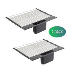 2 Pack Large Stainless Steel Roll Up Dish Drying Rack with Utensil Holder for Home Kitchen Tristar Online