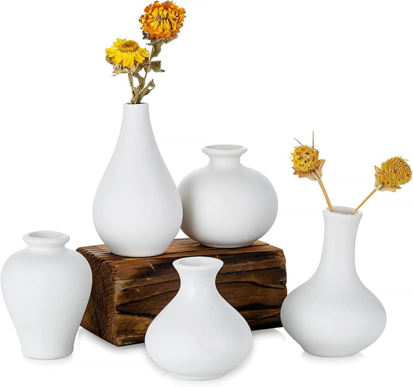 Ceramic Set of 5 White Vases for Home D�cor Tristar Online
