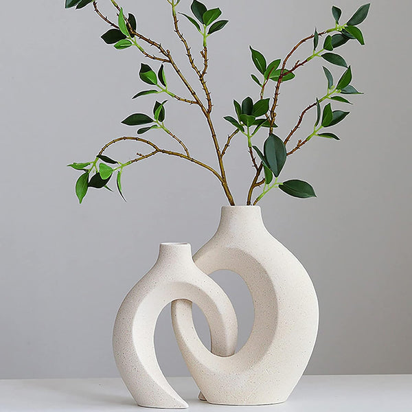 Ceramic Set of 2 Creative White Vases for Home Decor Tristar Online