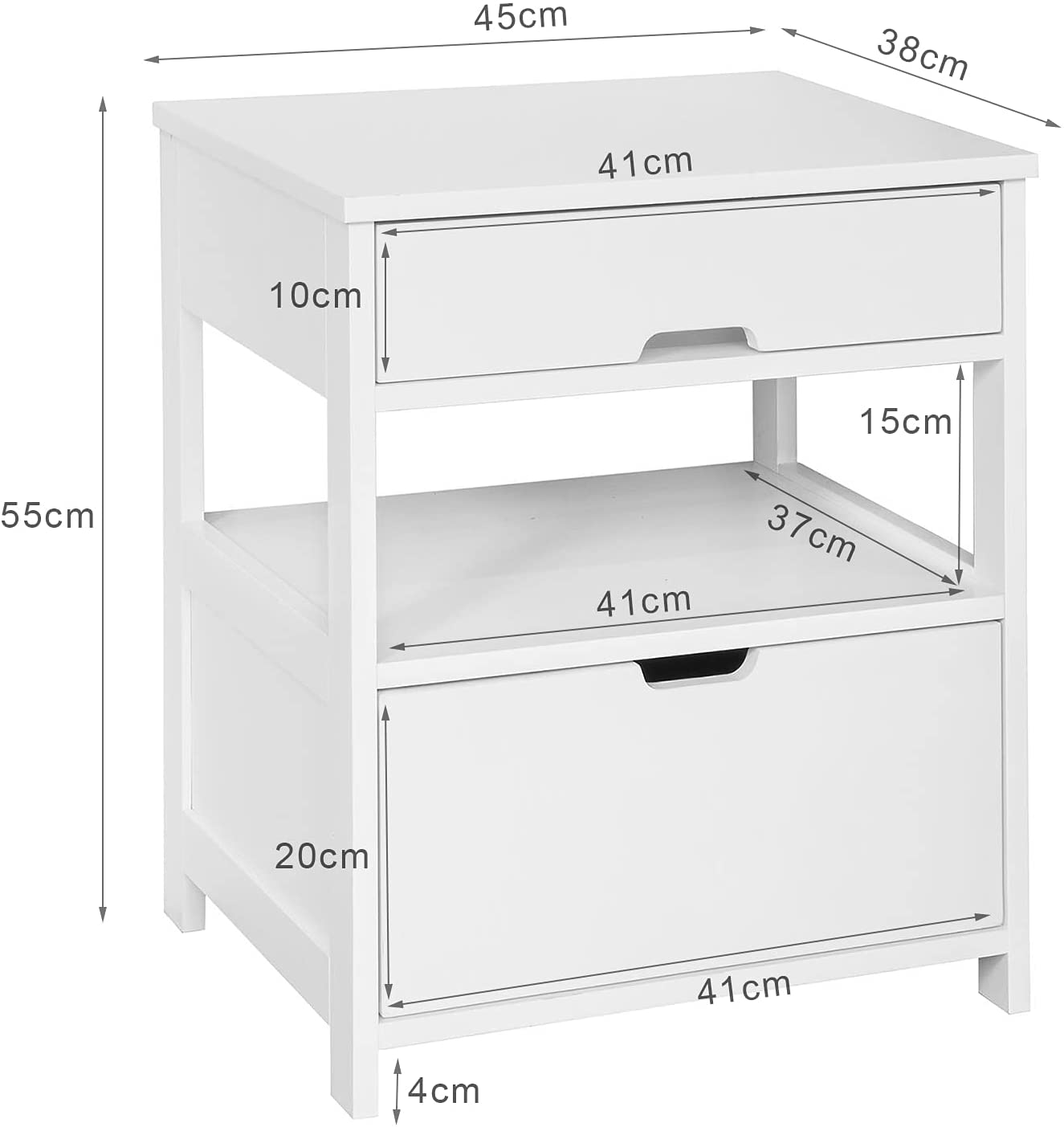 CARLA HOME White Bedside Table with 2 Drawers Tristar Online