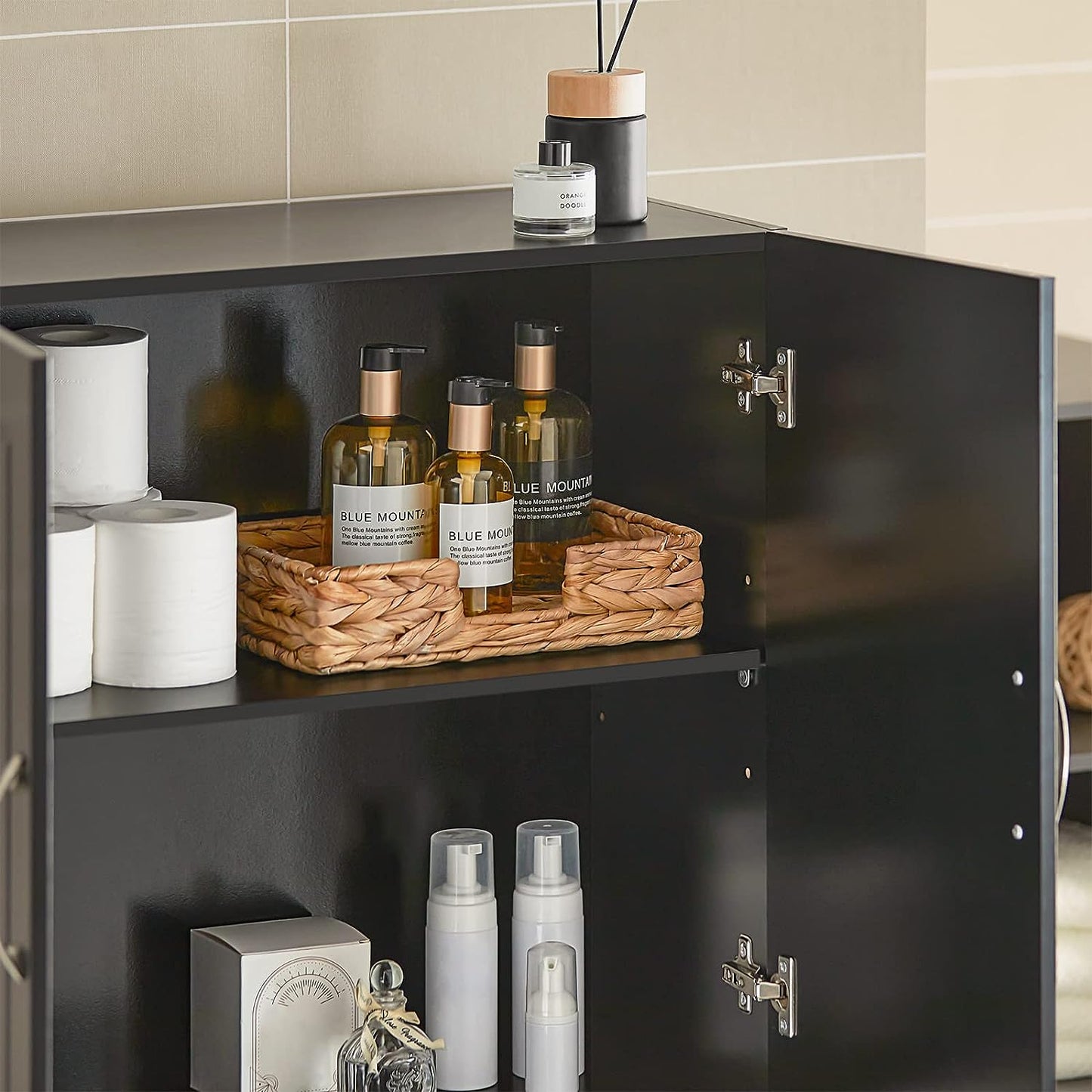 Wall Storage Cabinet Double Doors, Black Tristar Online