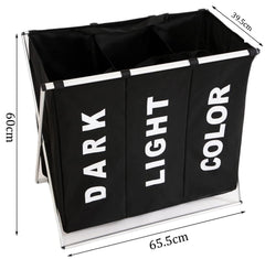3 in 1 Large 135L Laundry Clothes Hamper Basket with Waterproof bags and Aluminum Frame (Black) Tristar Online