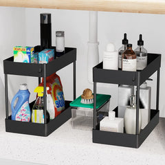 2 Tier Multi-Purpose Under Sink Organizer Shelf Storage Rack for Bathroom and Kitchen Tristar Online