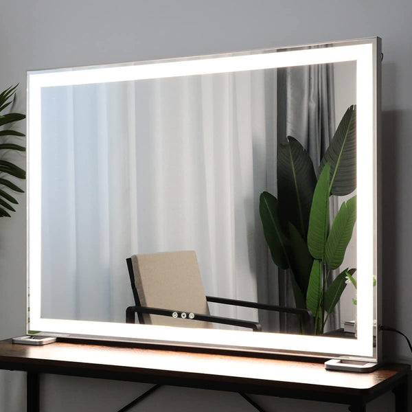 Large Hollywood Makeup Mirror 3 Modes Lighted and Smart Touch Control (92 x 68 cm) Tristar Online