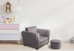 Kids Grey Couch Sofa Chair w/ Footstool in PU Leather Tristar Online