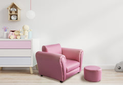 Kids Pink Couch Sofa Chair w/ Footstool in PU Leather Tristar Online