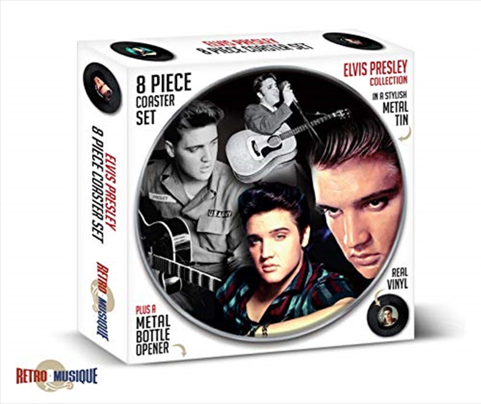 Elvis 8 Piece Coaster Set With Metal Tin Tristar Online