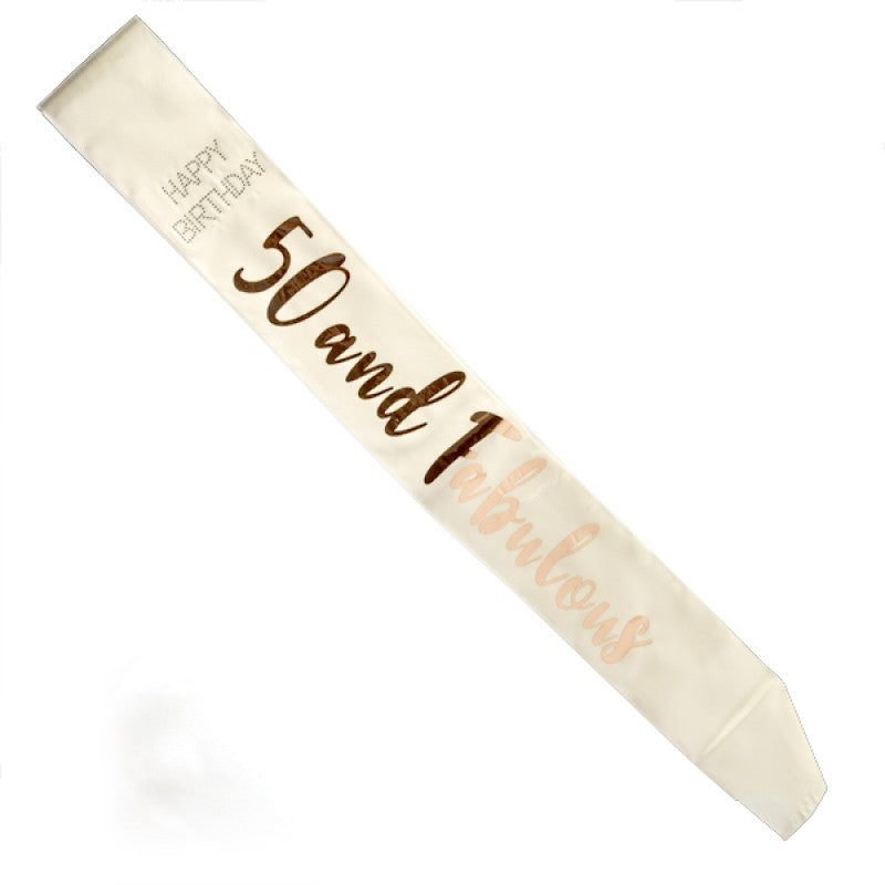 50 and Fabulous Rose Gold on White Sash Tristar Online