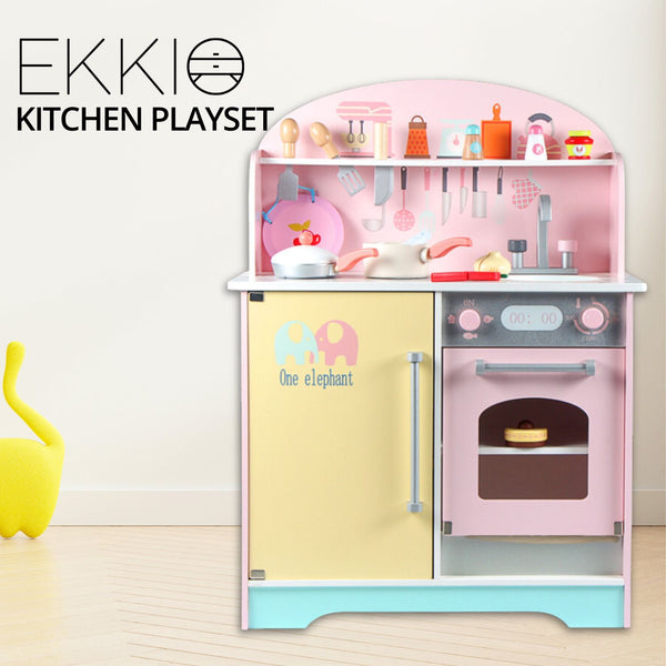 EKKIO Wooden Kitchen Playset for Kids (Japanese Style Kitchen Set, Pink) EK-KP-106-MS Tristar Online