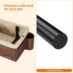 Feandrea Dog Car Seat Adjustable Straps Washable Liner 4 Pockets Brown and Beige Tristar Online