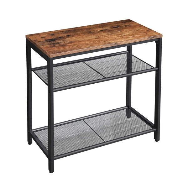 VASAGLE INDESTIC Side Table 3-Tier End Table with Mesh Shelves Industrial Design Rustic Brown Tristar Online