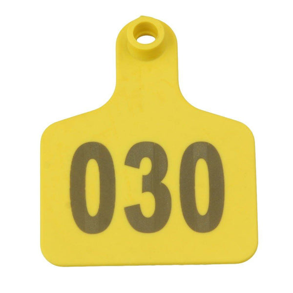 1-100 Cattle Number Ear Tag 6x7cm Set -Medium Yellow Cow Sheep Livestock Label Tristar Online
