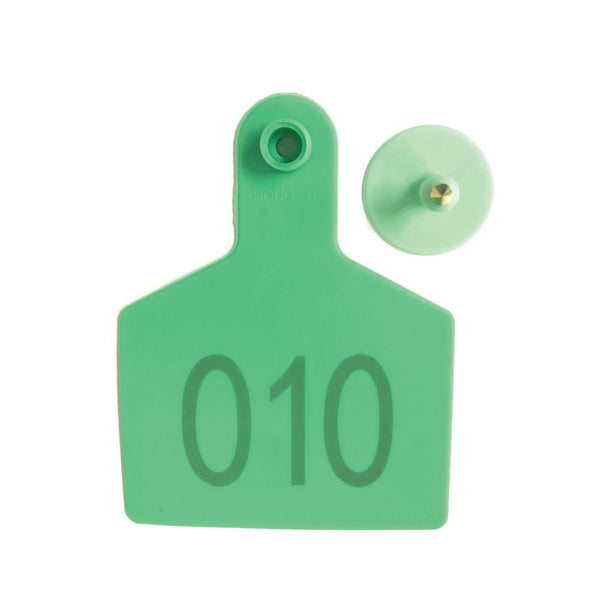1-100 Cattle Number Ear Tags 7.5x10cm Set - XL Green Cow Sheep Livestock Labels Tristar Online