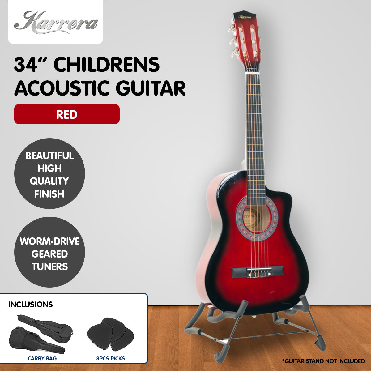 Karrera Childrens Acoustic Guitar Kids - Red Tristar Online