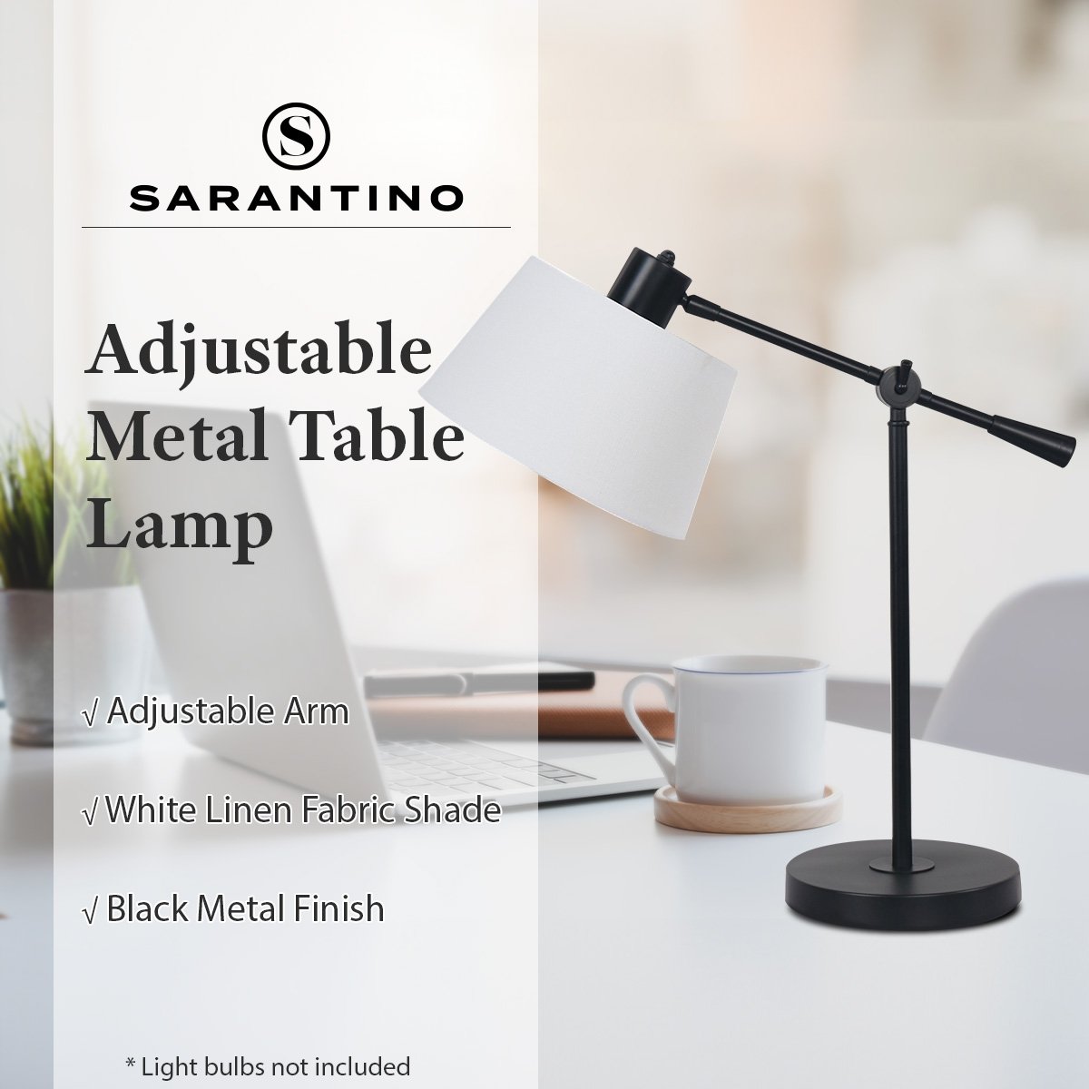 Sarantino Adjustable Metal Table Lamp In Black Tristar Online