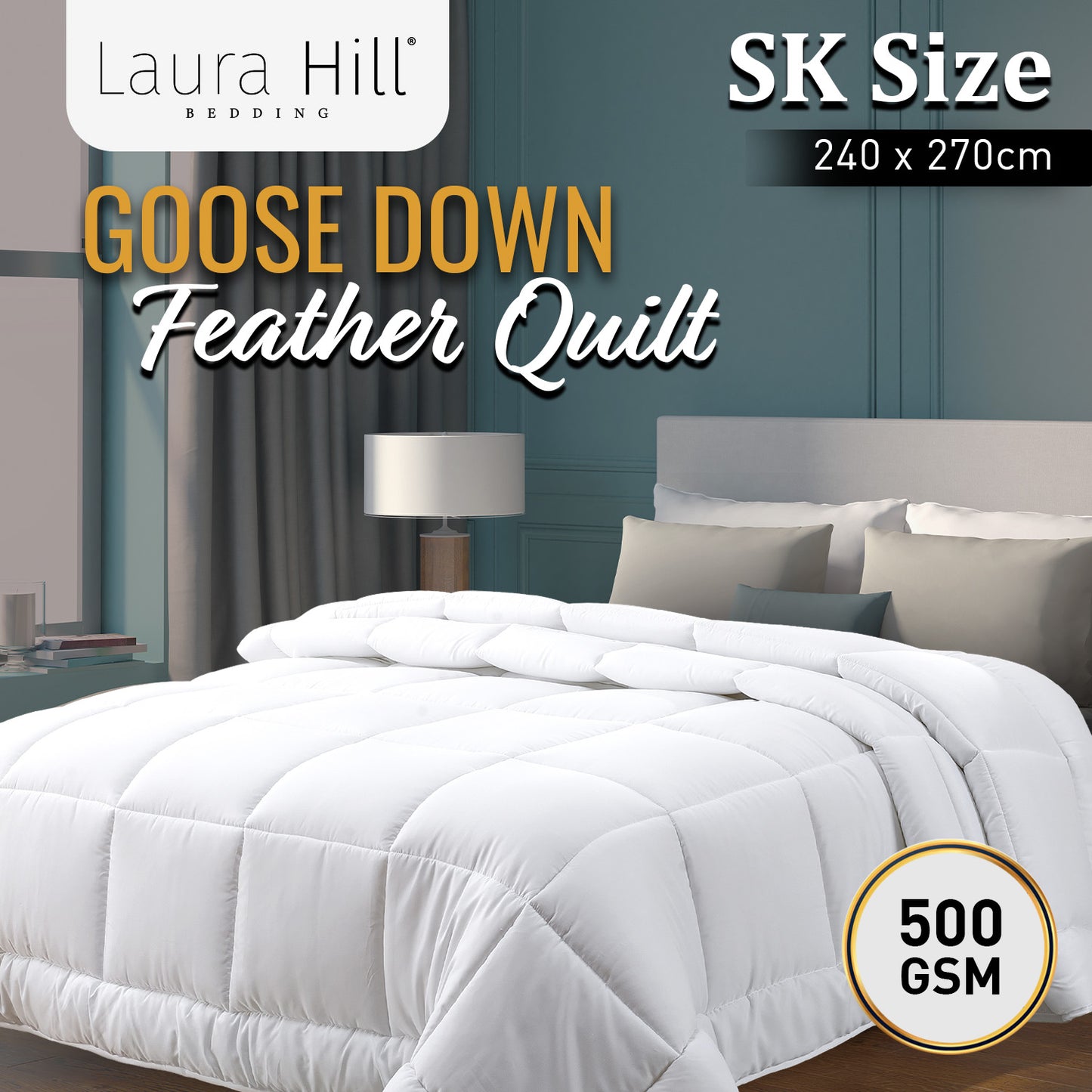 Laura Hill 500GSM Goose Down Feather Comforter Doona - Super King Tristar Online