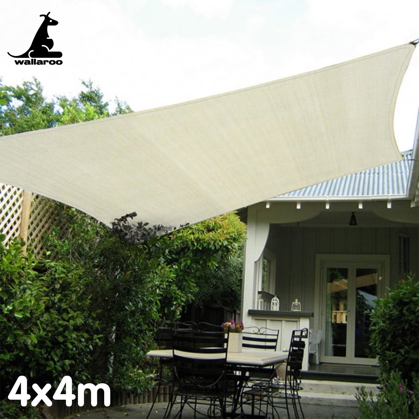 Wallaroo Waterproof Outdoor Shade Sail Canopy Sun Cloth Square 4x4M Tristar Online