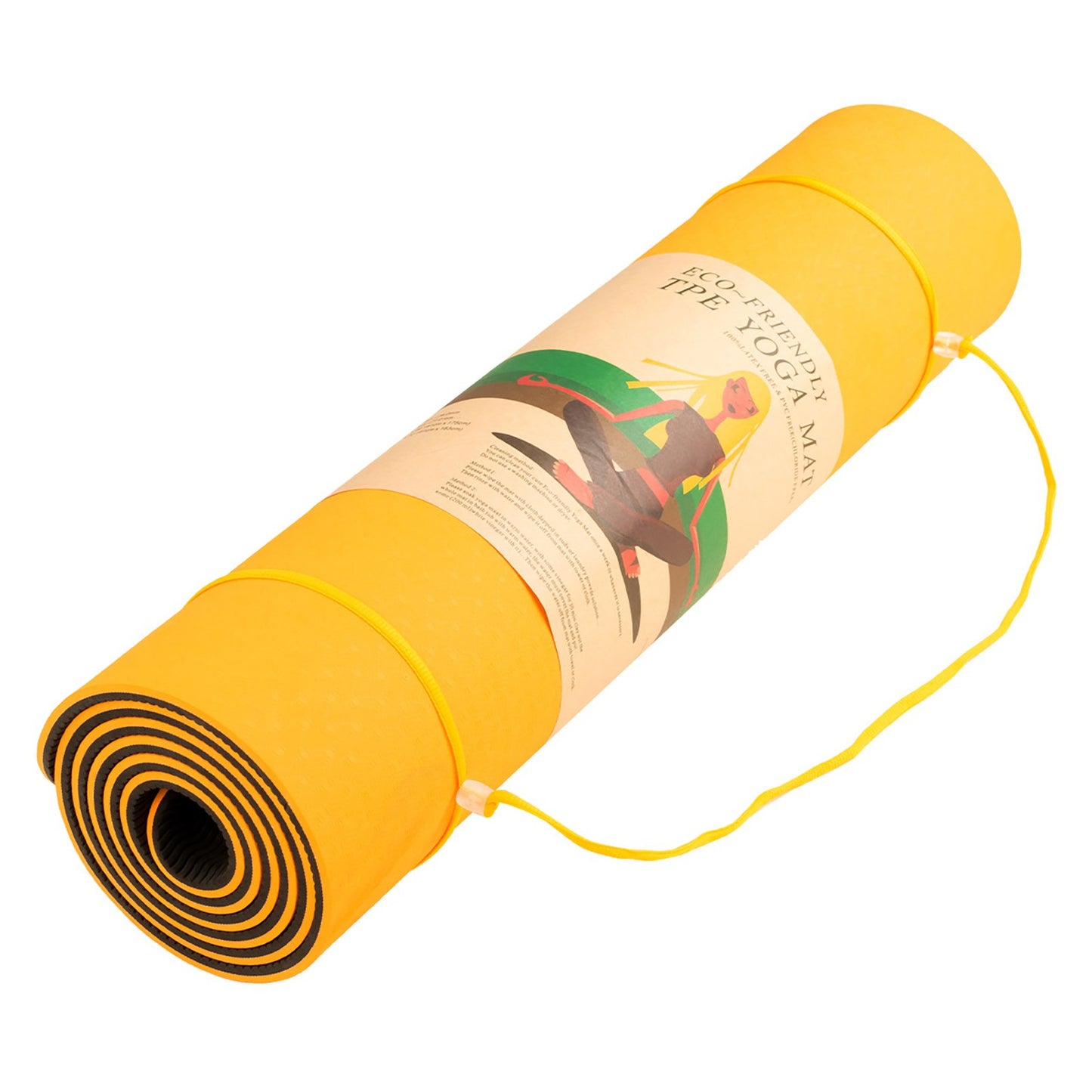Powertrain Eco-friendly Dual Layer 8mm Yoga Mat | Orange | Non-slip Surface And Carry Strap For Ultimate Comfort And Portability Tristar Online