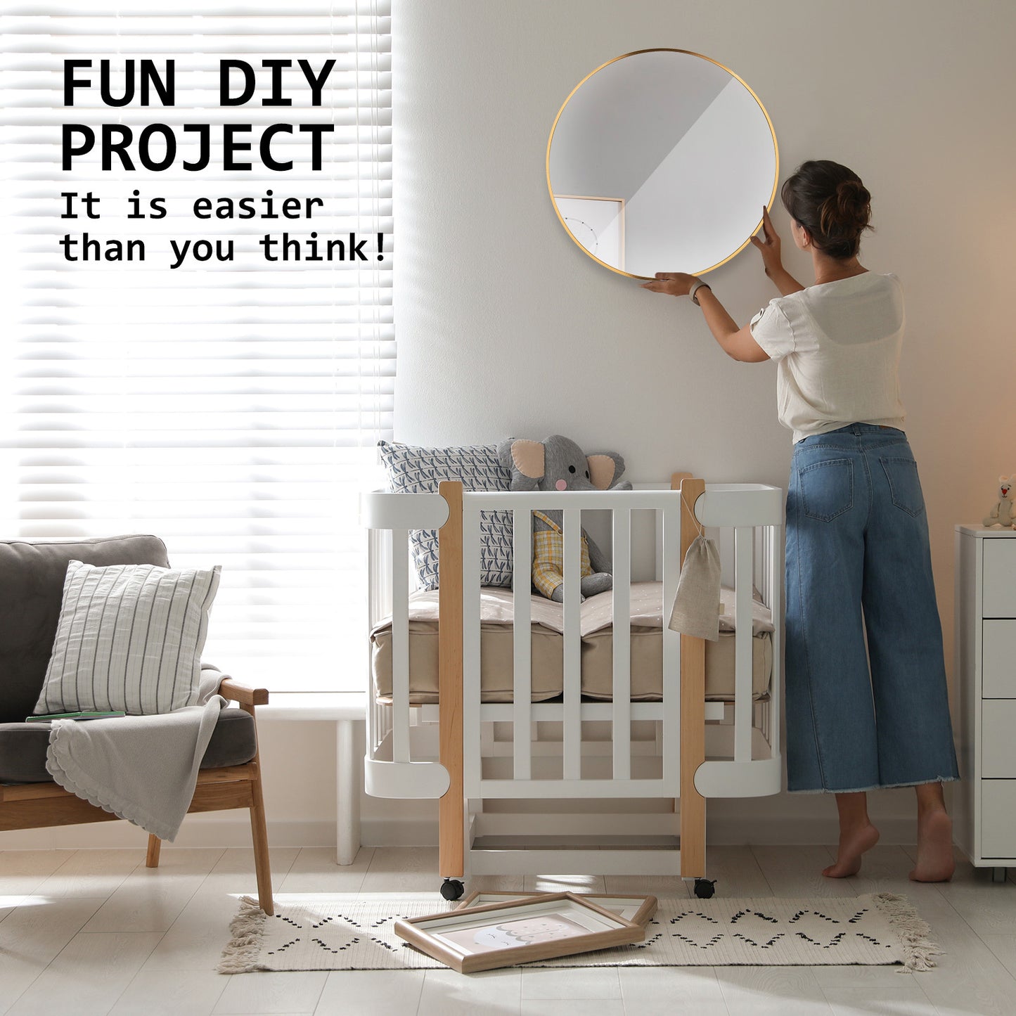 La Bella Gold Wall Mirror Round Aluminum Frame Makeup Decor Bathroom Vanity 60cm Tristar Online