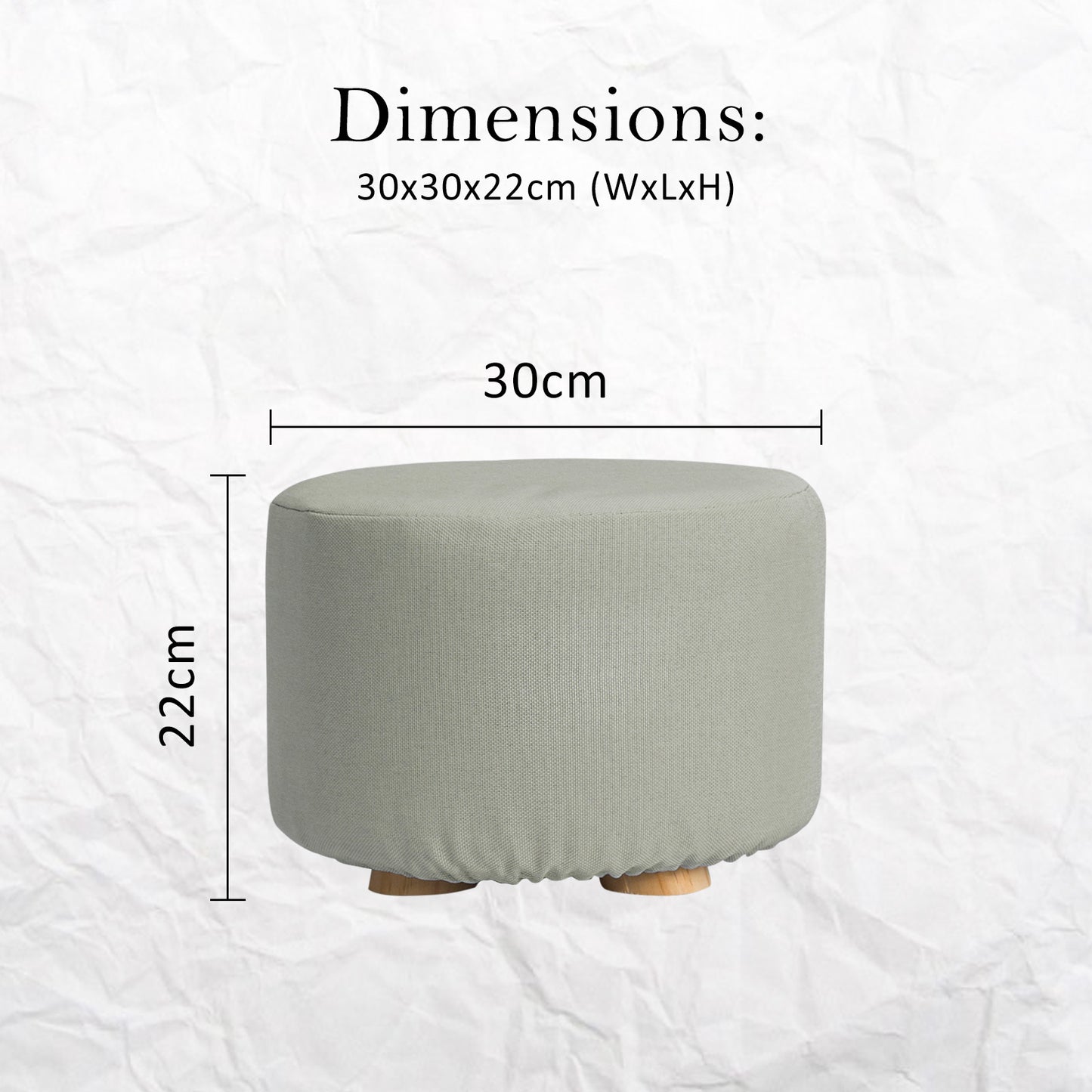 La Bella 2 Set Grey Fabric Ottoman Round Wooden Leg Foot Stool Tristar Online