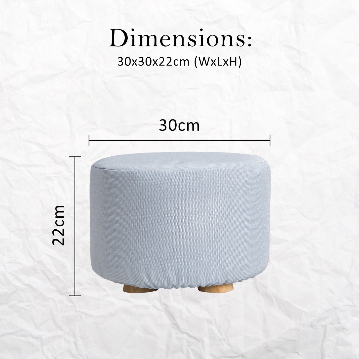 La Bella Light Blue Fabric Ottoman Round Wooden Leg Foot Stool Tristar Online