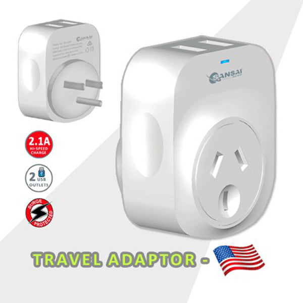 2X Sansai Travel Adaptor 2 X USB - USA Tristar Online