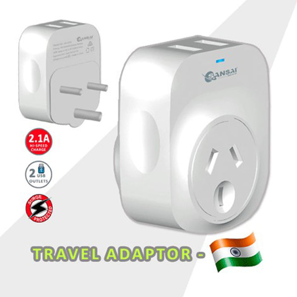 2X Sansai Travel Adaptor 2 X USB - India Tristar Online