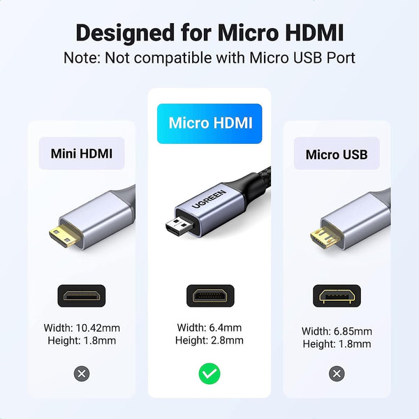 UGREEN 15517 8K Micro-HDMI to HDMI Cable 2M Tristar Online