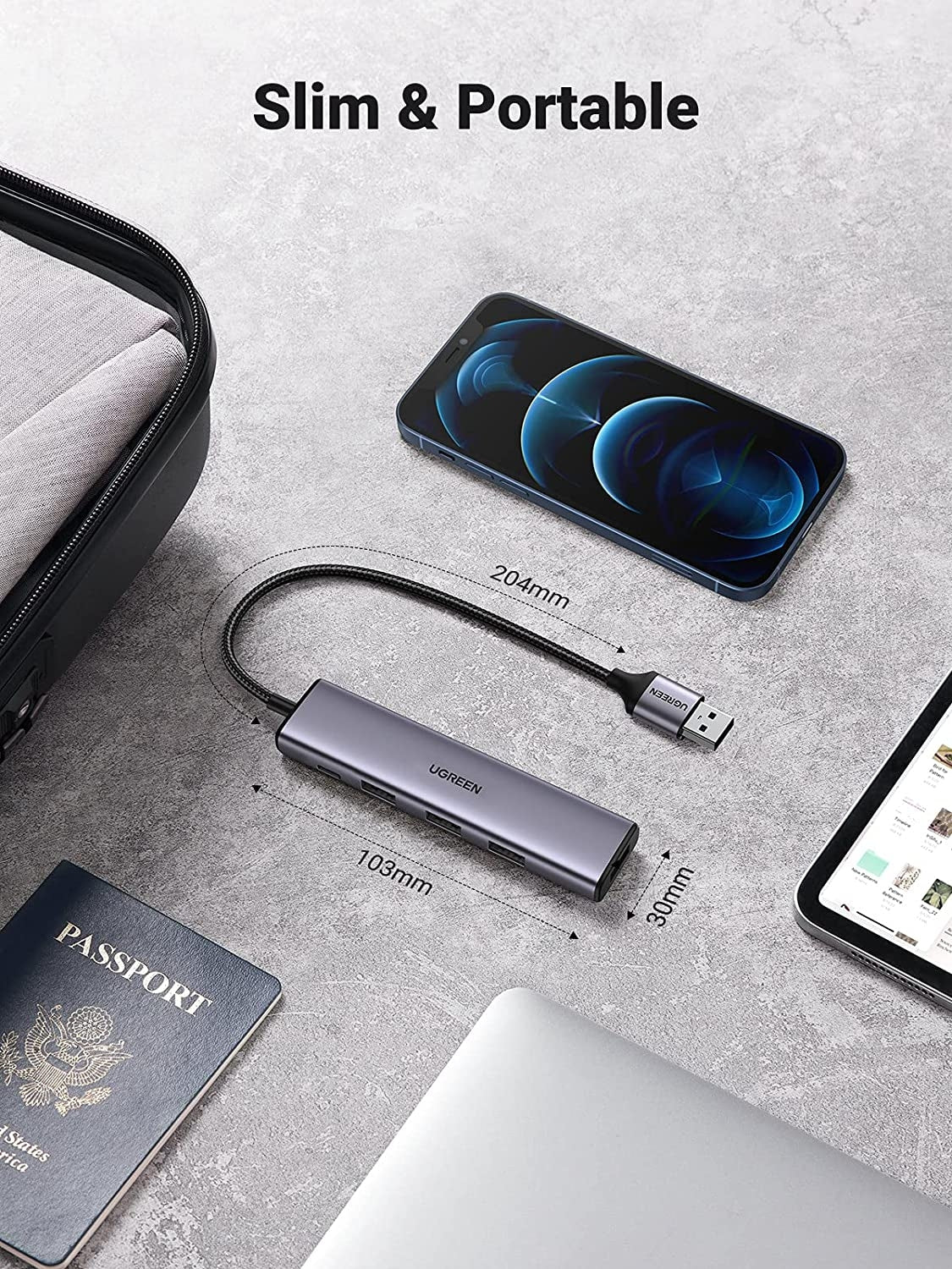 UGREEN 20805 USB 3.0 4-Port Hub with USB-C Power Port Tristar Online