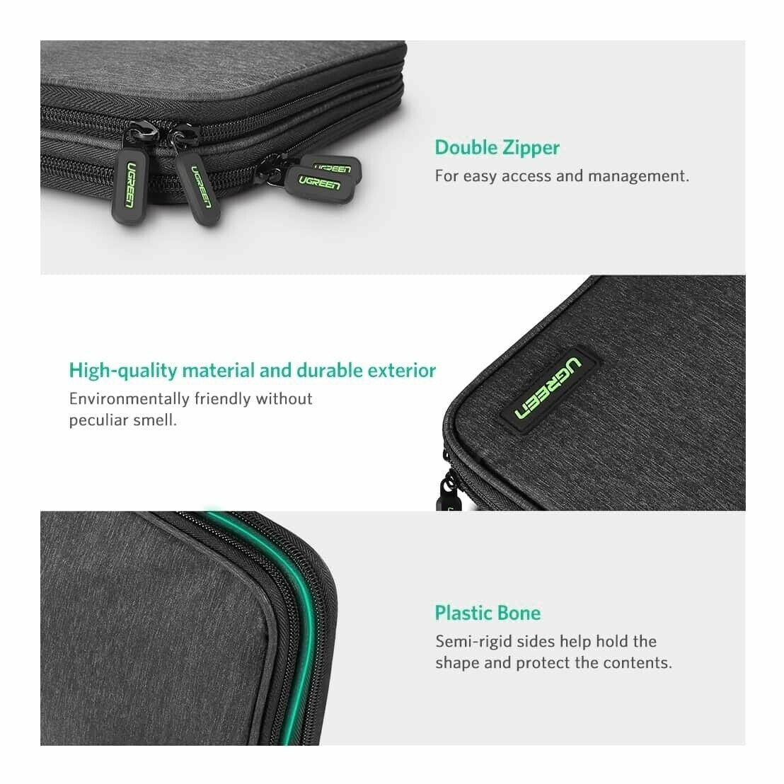 UGREEN 50147 Double Layer Electronic Accessories Organiser Travel Bag Tristar Online