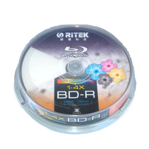 Ritek Blu-Ray BD-R 2X 25GB 130Min White Top Printable 10pcs Tristar Online