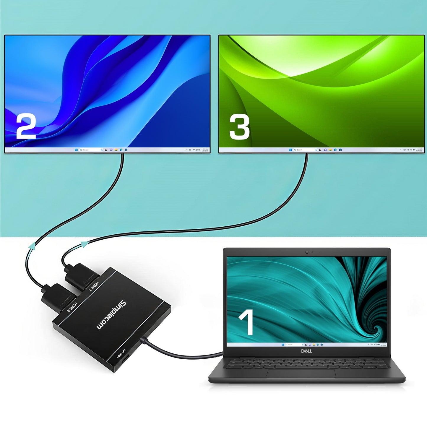 Simplecom DA327 USB 3.0 or USB-C to Dual HDMI Display Adapter for 2x 1080p Extended Screens Tristar Online
